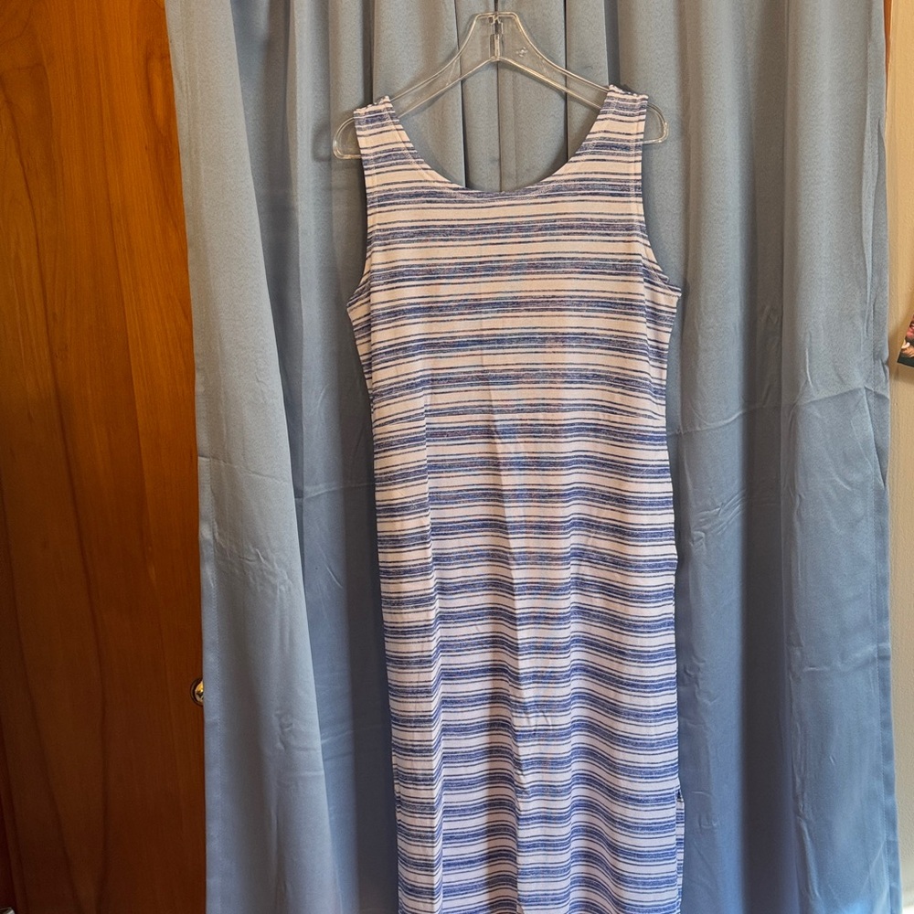 Talbots Blue and White Striped Maxi Dress